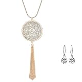 collares largos mujer parfois [Paquete]: este elegante collar colgante de disco presenta una hermosa caja de regalo y un paño de limpieza para joyas, y un par de pendientes gratis. Collares a juego es más hermoso.