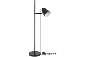 DORLINK Lámpara De Pie Giratoria Negra | Bombilla E27 máx 60W | Altura 150CM | Lámpara De Pie De Metal Retro | Para salón, Dormitorio y estudio