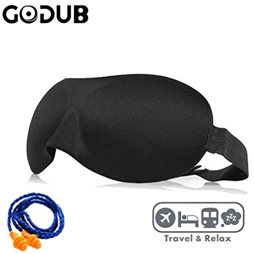 Preisvergleich Produktbild GoDUB 3D Schlafmaske Schlafbrille Augenmaske mit Ohrstöpsel im praktischen 2er Reise-Set