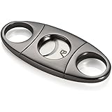 ALASKA BEAR - Gunmetal Cigar Cutter Stainless Steel Guillotine Double Cut Blade in Black Gift Pouch, Black (Lifetime Warranty)