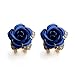 Price comparison product image Hmeng Women Beautiful Rose Rhinestone Earring Stud Star Style Earring Stud For Lover (Blue)