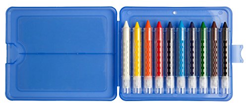 Idena 621677 – Wachsmalstifte mit Schiebehülse, wasserfest, 10er Kunststoffbox, sortiert - 2
