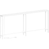 HOOBRO Narrow Console Table with Power Outlet and USB Port, Entryway Table with Charging Station, Sofa Table, Side Table, for