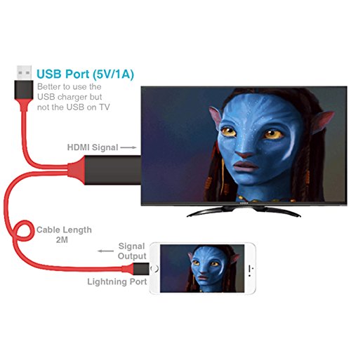 Iphone HDMI Fernsehkabel, Plug-and-Play, Blitz iphone zum HDMI HDTV-Anzeigenadapterkabel für iphone7 / 6 / Plus / 5S Handy (keine app, keine Einstellung mehr) - 8