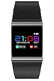 Loluka Unisex Fitness Tracker Digital Quarz Kontinuierliche Herzfrequenz Blutdruck Schrittz?hler Wasserdicht Mehrsprachig Schwarz