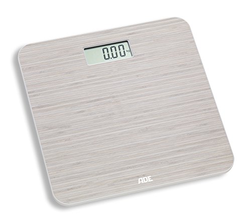 ADE Digitale Personenwaage BE 1505 Chloe. Elektronische Badezimmerwaage mit Wiegefläche in Schilfbambus-Optik. Zur genauen Gewichtsbestimmung bis 150 kg. Inklusive Batterie. Hellbraun - 2