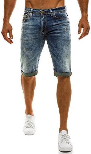 OZONEE Men's Jeans Pants Shorts Denim Bermuda Shorts Clubwear Dark Blue 714 - Blue, 29W