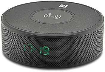 ZoeTec Ultra Portable Bluetooth Speaker Wireless Charging Stereo LED Light Clock Display Hands-free FM Radio NFC Aux TF Alarm (Black)