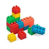 Die 16 Bausteine in einer Packung haben verschiedene Farben und zwei verschiedene Größen