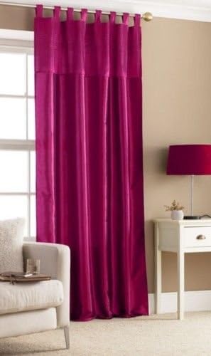 Ehome StoreEMBROIDERED SEQUIN TAFFETA TAB TOP CURTAIN PANEL 145cm X 228cm (Fushia)