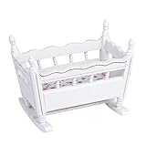 Color principal: Blanco 1/12 Cuna Guardería Madera en Miniatura Mueble para Casa de Muñecas Blanco