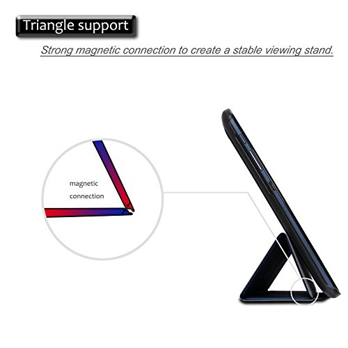 Infiland Lenovo Tab 2 A10-70 / Tab 2 A10-70L / Tab 2 A10-70F / Tab 2 A10-30F / Tab 2 A10-30L / Tab 3 10 Business/ Tab3 10 Plus Hülle Case, Ultra Dünn Tri-Fold Smart-Muschel PU Leder Schutzhülle für Lenovo Tab 2 A10-70 / Tab 2 A10-30 / Tab 3 10 Business/ Tab3 10 Plus 10,1 Zoll Tablet (mit Auto Schlaf / Wach Funktion)(Dunkleblau) - 6