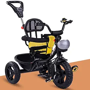 kidsROAR Baby Cycle Tricycle for Kids for 1 Years+ with Removable Safety Guard and Parental Control Back Side Push Handle with EvaTyre - Kids Cycle Tricycle Upto 5 Years (Yellow)