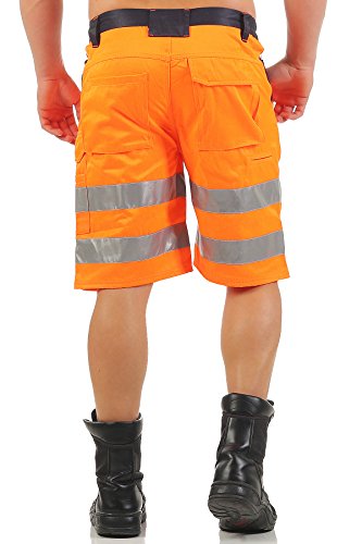 Mivaro Kurze Herren Arbeitshose Shorts mit Reflexstreifen in Signalfarben - 3