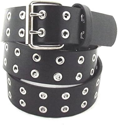 Double Rivets Belt In Black With Buckle Punk Gothic Party Belt 105 – 160 cm Drop -  black - 