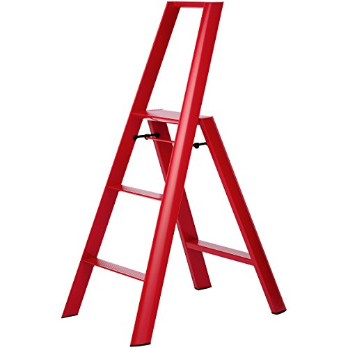 Design-Trittleiter LUCANO 3-stufig, rot - (META_94011.RED)