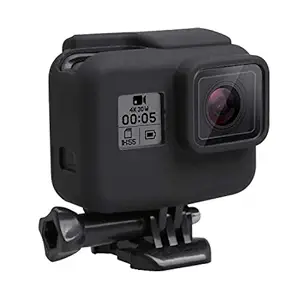 Action Pro Silicone Cover Side Frame Case Compatible with Gopro Hero 7 6 5, Action Camera (Black)