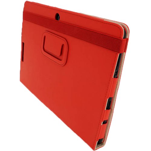 igadgitz ‚Portfolio‘ Rot PU Leder Tasche Schutzhülle Hülle Ledertasche Lederetui Etui Case für Asus Eee Pad Transformer & Keyboard Dock TF300 TF300T TF300TG & TF300TL 10.1″ Android Tablet - 6