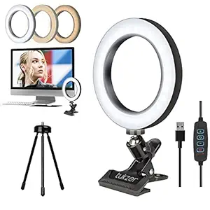 Tukzer 8-Inch LED USB Selfie Ring Light with Clamp Mount, 3 Light Modes & 10 Level Brightness, for Laptop/ PC/ Monitor/ Desk/ Bed/ Office/ Video Conferencing/ Live Streaming/ Makeup/ Webcam/ Classes