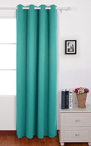 Deconovo Eyelet Thermal Insulated Ready Made Curtain Energy Saving Blackout Curtain for Bedroom with Matching Tie Back 140x245cm Turquoise 1 Piece
