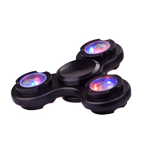 E.life LED Tri Fidget Spinner Toy Finger Hand Spinner EDC - Hybrid Ceramic Bearing - Lighting Glowing Luminous High Speed 2-3 Minute Spins - High Quality Durable Aluminium Stainless Steel Metal - Stress Reliever Reducer Anxiety Relief Toy ADD ADHD Obsessive Neurosis Focus Boredom Idle Killing Time (2.36x2.36x0.47inch, Black) E.life LED Tri Fidget Spinner Toy Finger Hand Spinner EDC - Hybrid Ceramic Bearing - Lighting Glowing Luminous High Speed 2-3 Minute Spins - High Quality Durable Aluminium Stainless Steel Metal - Stress Reliever Reducer Anxiety Relief Toy ADD ADHD Obsessive Neurosis Focus Boredom Idle Killing Time (2.36x2.36x0.47inch, Black)