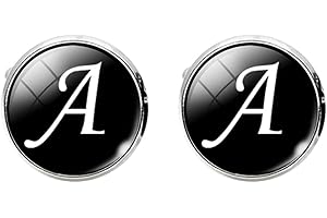 Holibanna Letter Cufflinks Men Business Suit Shirt Cufflinks Glass Sleeve Button Jewelry for Tuxedo Business Formal Shirts (A Letter Pattern)