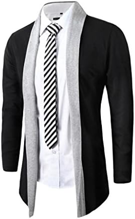 Gentleman Slim Fit Cardigan Jacket FriendG Men Stylish Casual Coat Fashion Long Sleeve Outwear Autumn Winter Parka (XL, Gray)