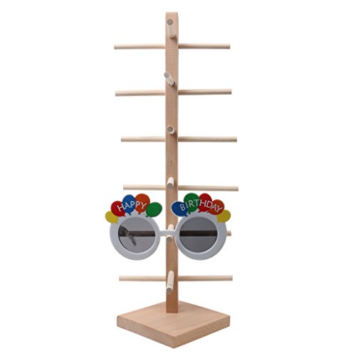 Generic Holz Brillenständer Brillenhalter Brillenablage Halter Sonnenbrillenständer 1-Row Natur Farbe – 6-Schicht - 6