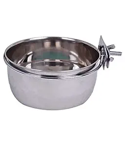 Pets Empire Stainless Steel Birds Coop Cup Feeder Bowl with Clamp Holder, 300 ml