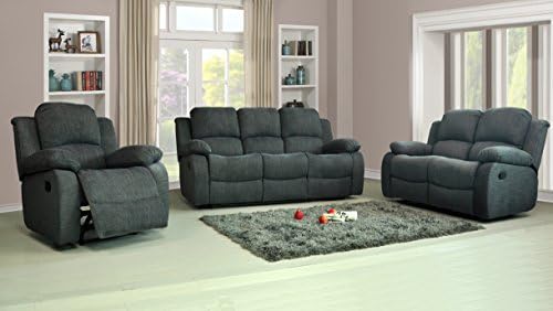 Brand New Roxy Fabric Recliner Sofa Set 3+2 in LUXURY GREY FABRIC delivery FREE to England and Wales