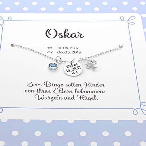 Taufkette Junge MEINE TAUFE LEBENSBÄUMCHEN 925 Silber Geschenkbox Taufschmuck mit Gravur - 3