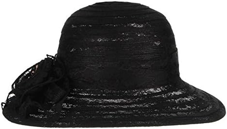 Lukis Women Lace Flower Cloche Bucket Blower Hat Black
