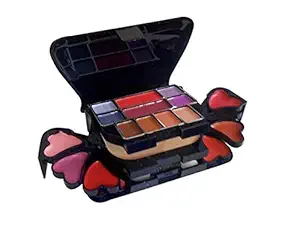 GlavonADS Makeup Kit for Girls|8,Eye Shadow|8,Lip Color|2,Blusher|1,Face Powder|3,Sponge/Puff/Brushes| With 1 Pair Silver Plated Earing - (Free)