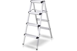 TREPPE Escalera Aluminio Plegable Tijera Doble Cara 4 Peldaños