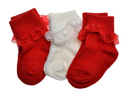 3 pairs of Baby Socks with Lace Age 6-12 Months