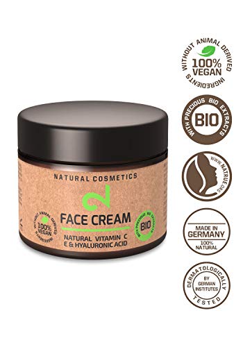  DUAL Day & Night Face Cream|Crema Facial Hidratante Para Noche y Día 100% Natural y Vegana Con Microalgas y Brócoli|Fuente de Vitamina C, Ácido Hialurónico|Anti-edad |Certificado|50ml|Hecho en la UE 