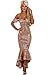 Produktbild Neue Damen Rosé Gold Pailletten Schulter Meerjungfrau Abendkleid langes Kleid Cruise Ball Cocktail tragen Kleid Größe M UK 10–12 EU 38–40