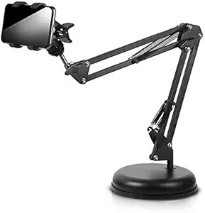 DEVICE OF URBAN INFOTECH Adjustable Suspension Boom Scissor arm Stand for Mobile Phone/Microphone with Holder & Heavy Round Base Suitable for Live Broadcast Zoom Online Classes & Meetings