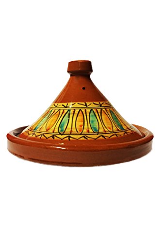 Marokkanische Tajine Topf zum Kochen | Schmortopf glasiert Gulnar Ø30cm 4-5 Personen | inklusive Rezept und Gebrauchsanweisung | ORIGINAL Tontopf handgetöpfert aus Marokko | Größe wählen
