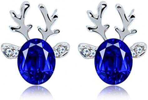 Hwiionne Crystal Gemstone Earrings Luxury Three Dimensional Christmas Reindeer Earing