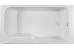 Jacob Delafon - Baignoire Bain-Douche MALICE + Vidage - 160x85 cm Version Droite - Pieds QuickClip - Antibactérien - Fabrication Française - Blanc - E6D146R-00