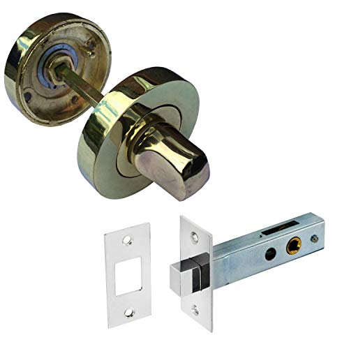 Linx® Baño Turn snib y liberación, de 50 mm redondo, latón pulido 75mm Con tubulares encajadas Deadbolt, 2 juegos