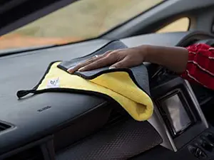 MOTOZOOPMicrofiber Cloth double sided Microfiber Towel Highly Absorbent Microfiber Cleaning Cloth for car Cleaning, Dusting, Detailing & Polishing Vehicles Office Kitchen Home 800 GSM 40X40 cm (YELLOW)