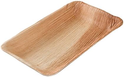 BIOZOYG Palmware palm leaf tableware I 200 pieces Palm Plate rectangular deep 24x15cm I Bio Disposable Crockery Biodegradable Party tableware disposable tableware compostable