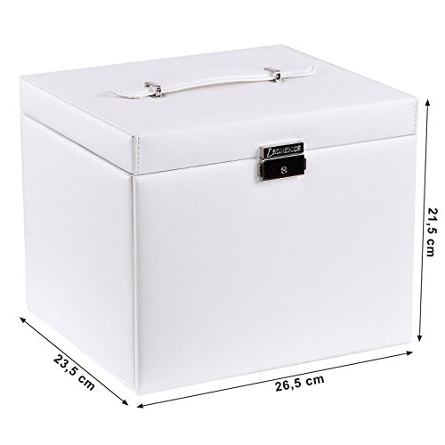 Songmics XXL Schmuckkästchen abschließbar mit spiegel Schublade und Mini-Box 5 Schichten mit 5 Schubladen Weiss JBC05W - 6