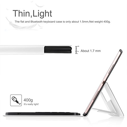 Neues iPad 2017 iPad 9.7 Zoll Bluetooth Tastatur Hülle iBetter Neues iPad 2017 iPad 9.7 Zoll [QWERTZ Tastatur] Ultradünn leicht SmartShell Ständer Schutzhülle mit magnetisch abnehmbar drahtloser Bluetooth Tastatur Keyboard Case tastatur Hülle für Neues iPad 2017 iPad 9.7 Zoll Tablet (Weiß) - 2