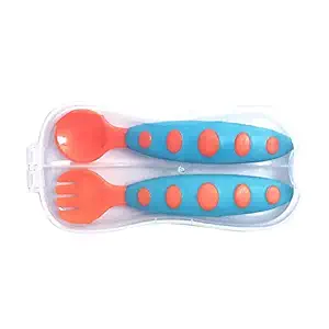 Zesta BPA Free Plastic Spoon and Fork Set for Baby & Kids - Blue