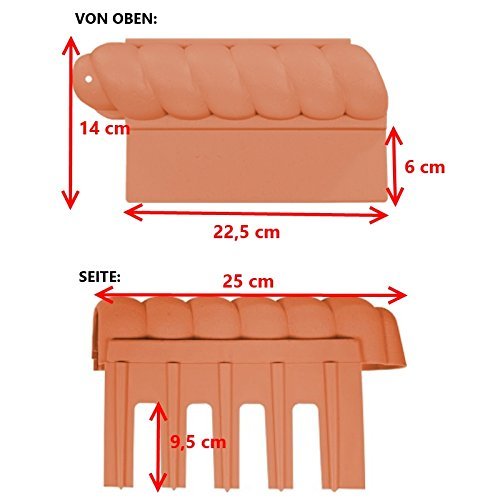 Befahrbare Rasenkante 2,2 m 14-teiliges Set witterungsbeständige Beeteinfassung mit senkrechten Einsteckkanten Beetumrandung, Farbe:terrakotta - 3