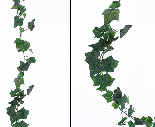 Günstige Efeu Grilande Hedera helix mit grünen textilen Blättern in unterschiedlichen Größen und einer Gesamtlänge von ca. 180cm – Kunstblume Rankpflanze Efeu Girlande Dekoration Kunstpflanze Restaurant Dekoration - 3