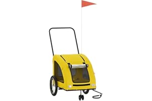 vidaXL Bicycle Trailer for Dogs, Dog Trailer for Bicycle, Trailer for Cats, Pets, Dog Bicycle Trailer, Pet Trailer, Yellow Oxford